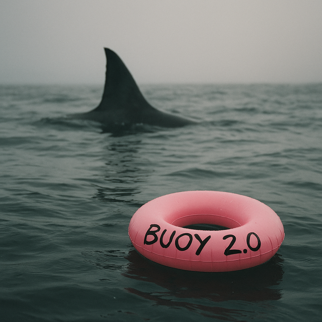 a floatie buoy bobs in the ocean, near a friend of the sea