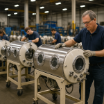 Factory workers hone their ancient work of constructing tiny iron lungs.