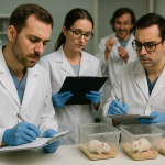 Dr Clenchington looks like he's had a lot of coffee. The rest of the scientists study the rats.