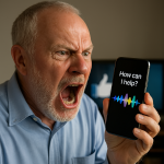 boomer yelling into his phone