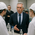 RFK Jr lectures some lab scientists about who knows what. Carl is sad behind him.