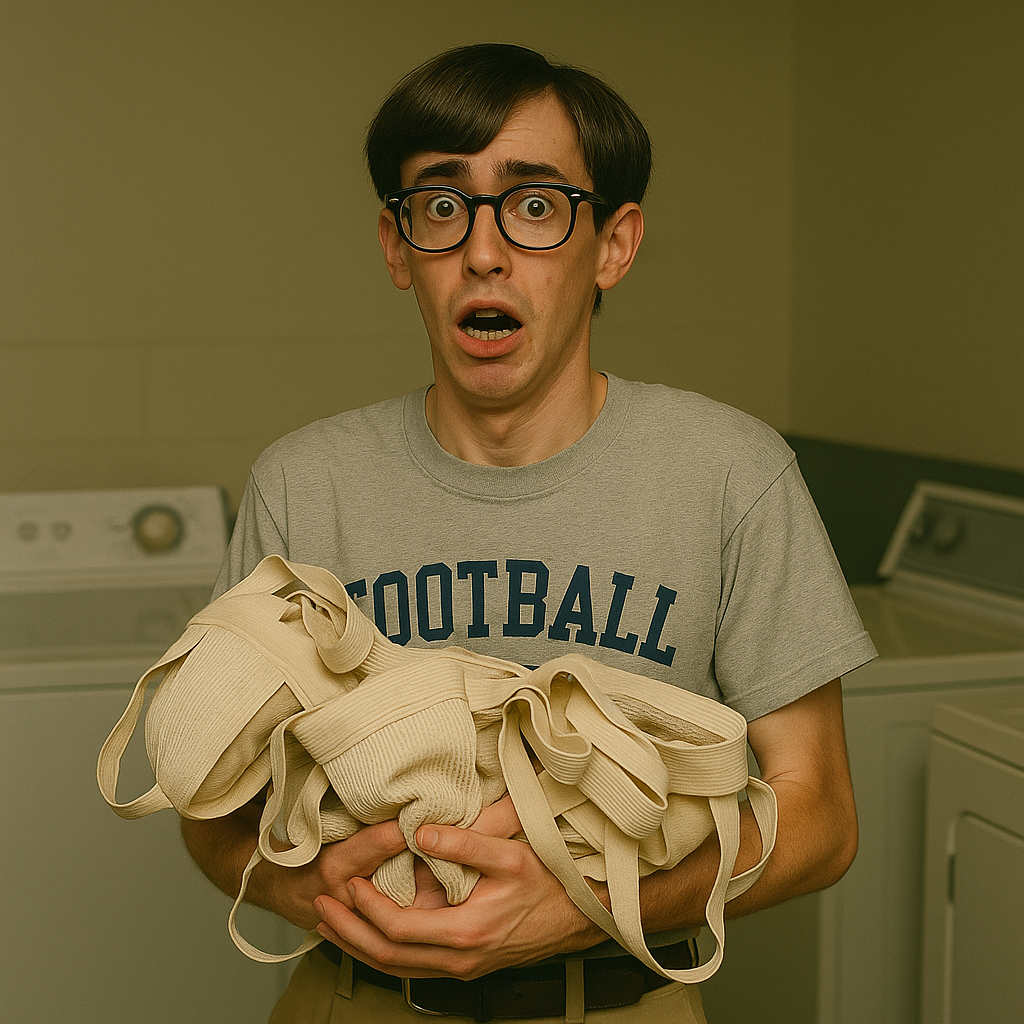 The club equipment manager with the laundry.