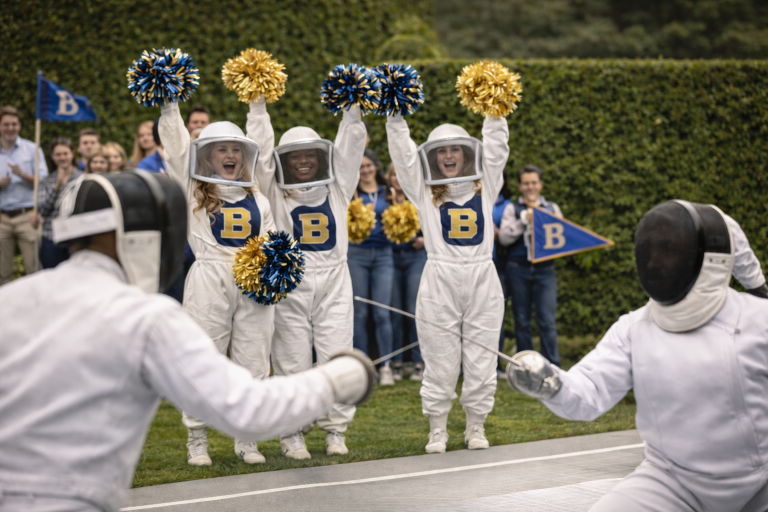 Fencing cheerleading!