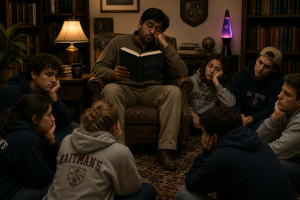 Lazyman's Library reading circle time.